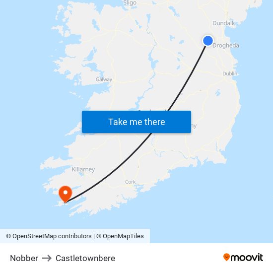 Nobber to Castletownbere map