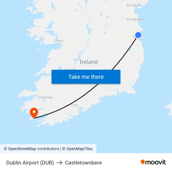 Dublin Airport (DUB) to Castletownbere map
