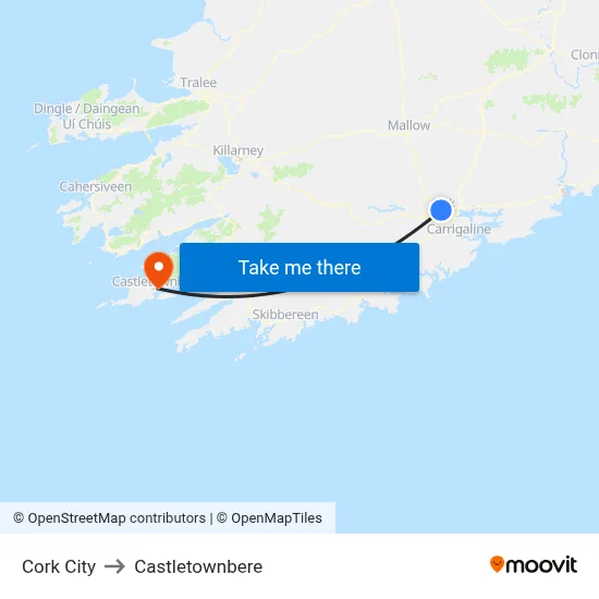 Cork City to Castletownbere map