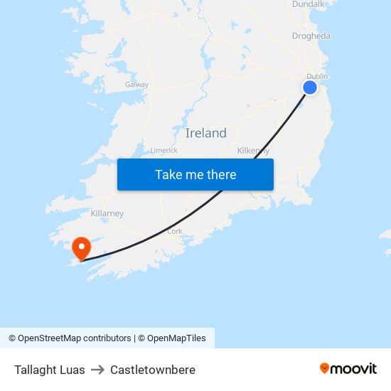 Tallaght Luas to Castletownbere map