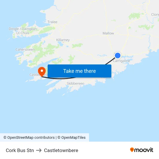 Cork Bus Stn to Castletownbere map