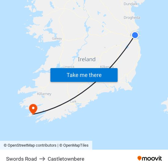 Swords Road to Castletownbere map