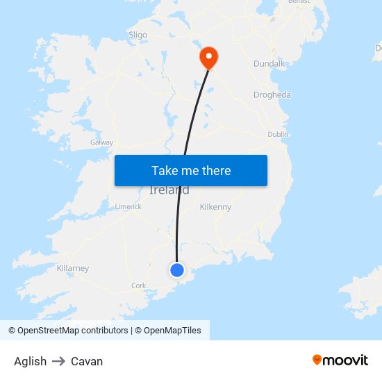 Aglish to Cavan map