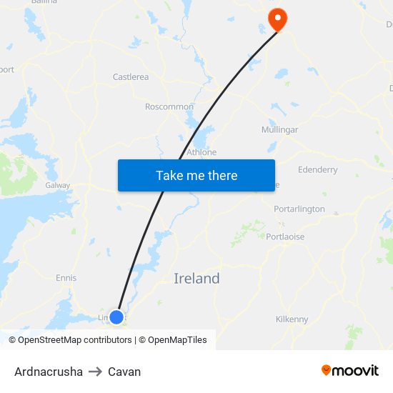 Ardnacrusha to Cavan map