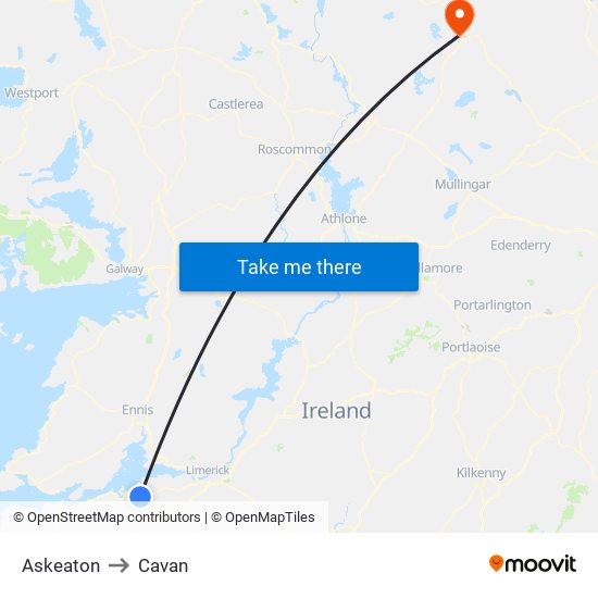 Askeaton to Cavan map