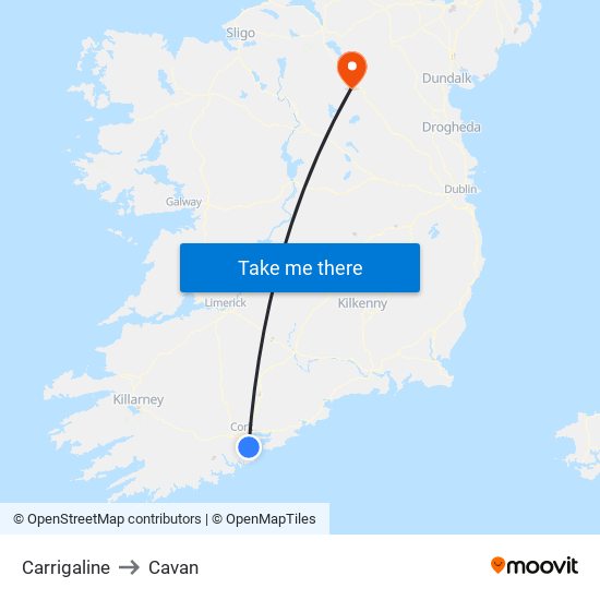 Carrigaline to Cavan map
