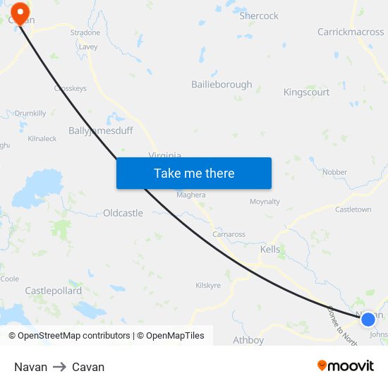 Navan to Cavan map