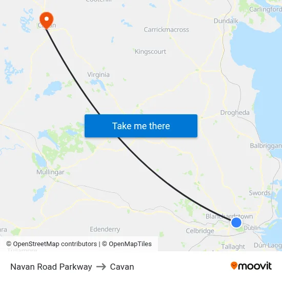 Navan Road Parkway to Cavan map