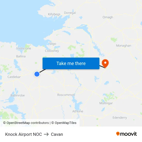 Knock Airport NOC to Cavan map