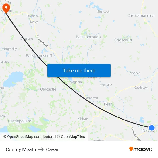County Meath to Cavan map