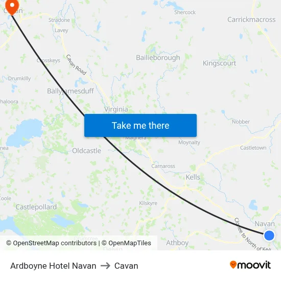 Ardboyne Hotel Navan to Cavan map