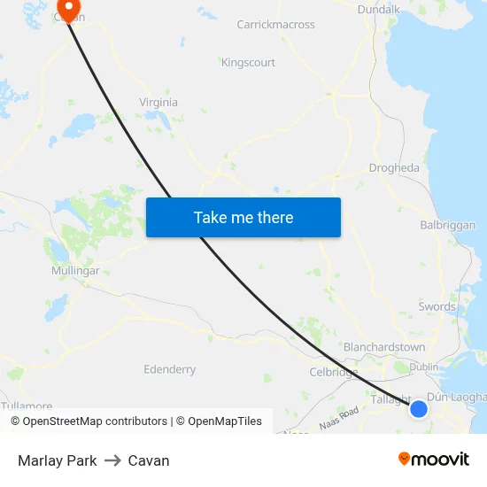 Marlay Park to Cavan map