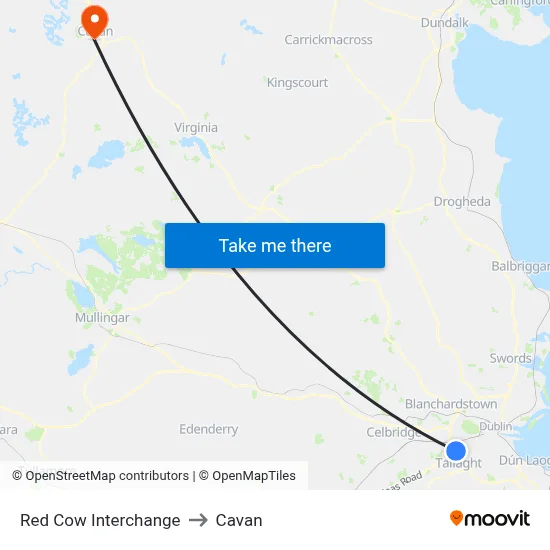 Red Cow Interchange to Cavan map