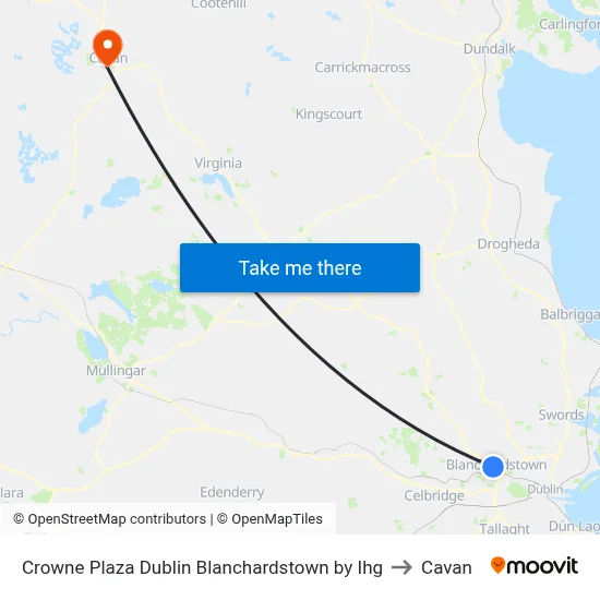 Crowne Plaza Dublin Blanchardstown by Ihg to Cavan map