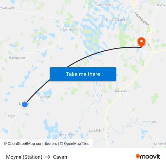 Moyne (Station) to Cavan map