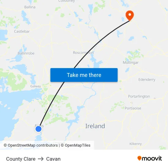 County Clare to Cavan map