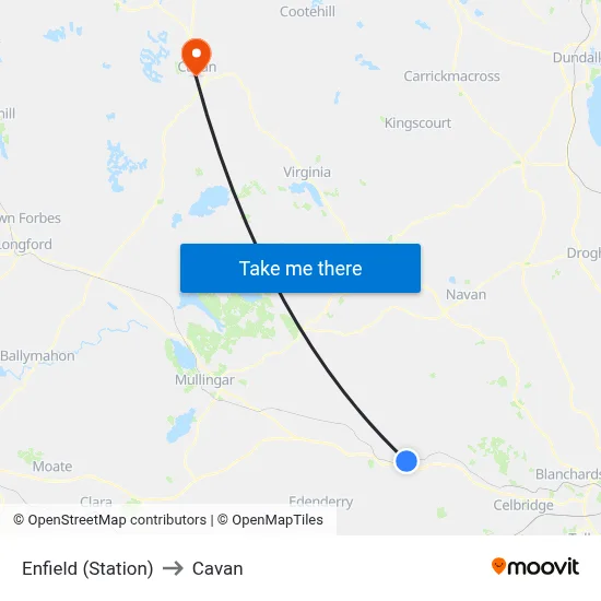 Enfield (Station) to Cavan map