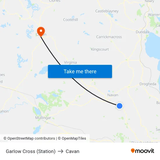 Garlow Cross (Station) to Cavan map
