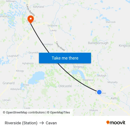 Riverside (Station) to Cavan map