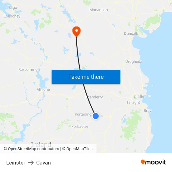 Leinster to Cavan map