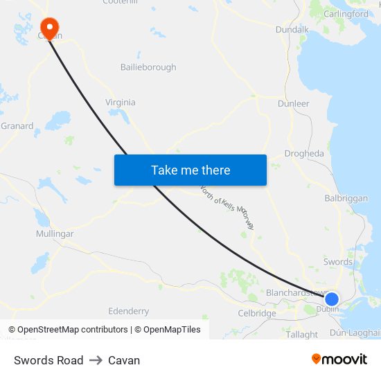 Swords Road to Cavan map