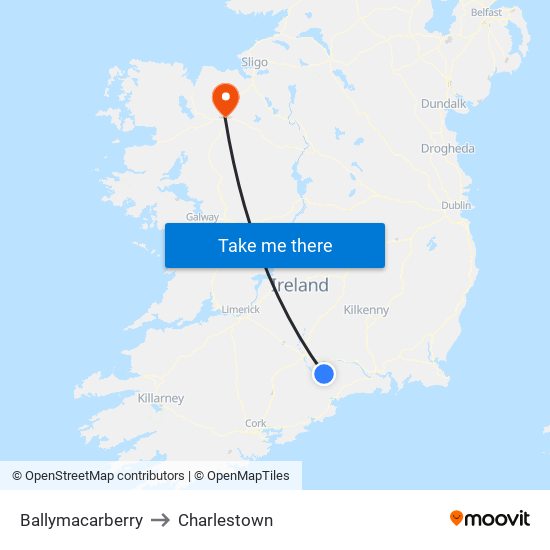 Ballymacarberry to Charlestown map