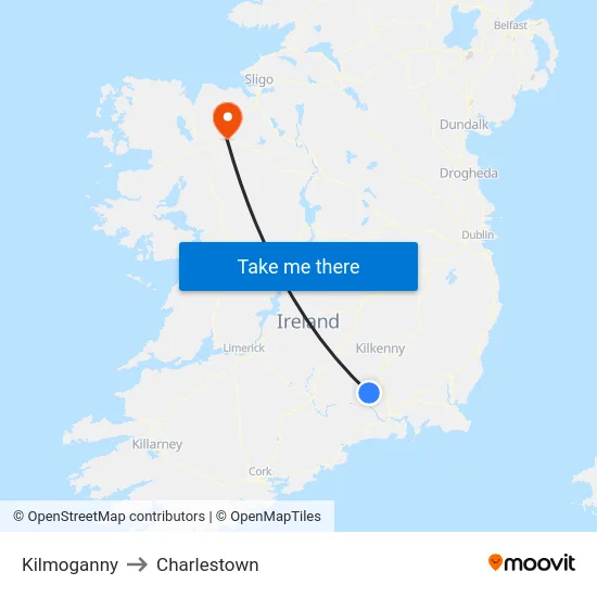 Kilmoganny to Charlestown map