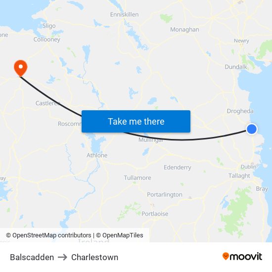 Balscadden to Charlestown map