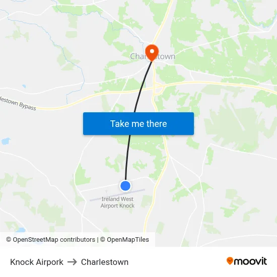 Knock Airpork to Charlestown map
