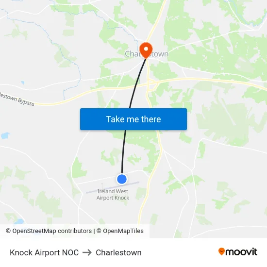 Knock Airport NOC to Charlestown map