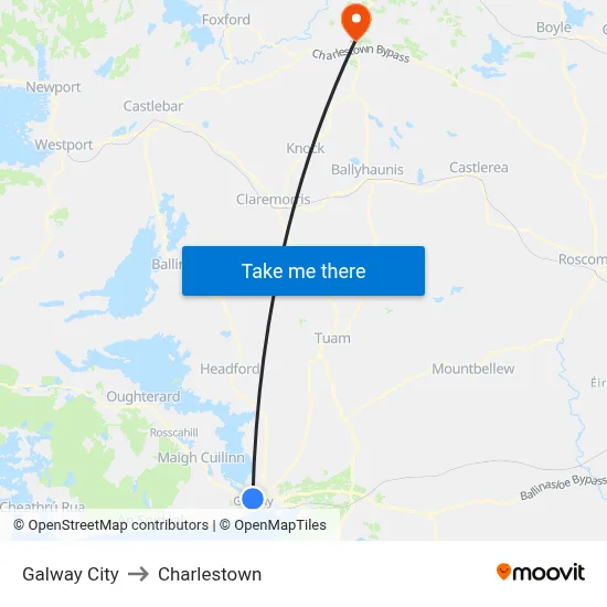Galway City to Charlestown map
