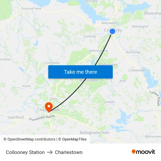 Collooney Station to Charlestown map