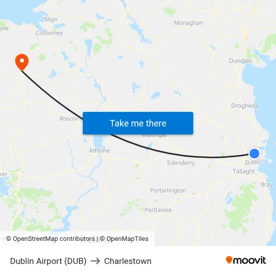 Dublin Airport (DUB) to Charlestown map