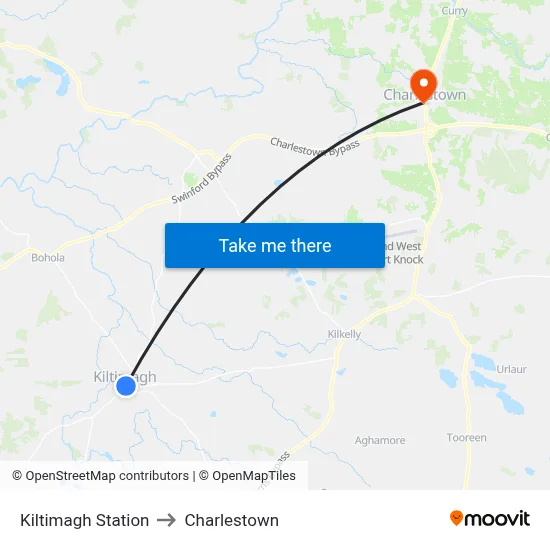 Kiltimagh Station to Charlestown map