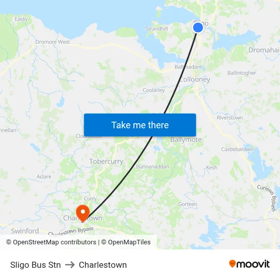 Sligo Bus Stn to Charlestown map