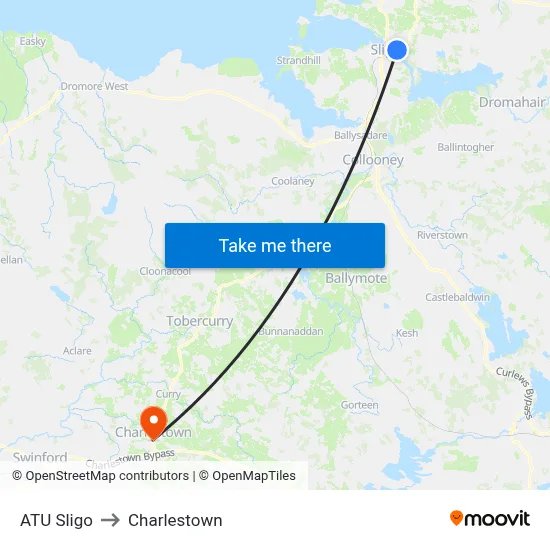 ATU Sligo to Charlestown map