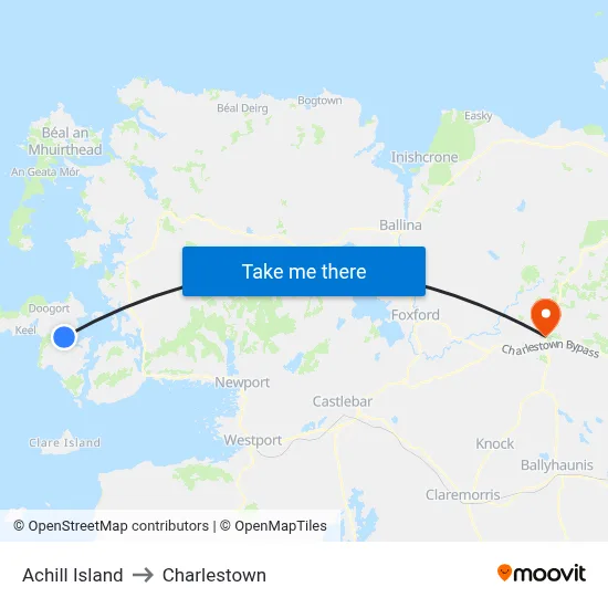 Achill Island to Charlestown map
