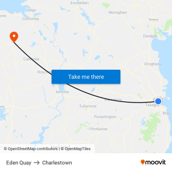 Eden Quay to Charlestown map