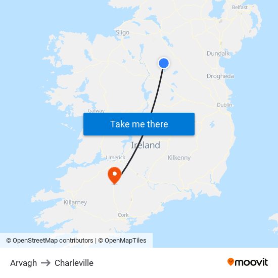 Arvagh to Charleville map