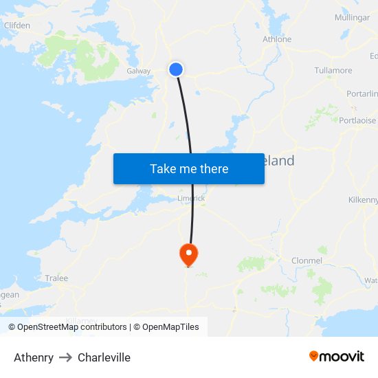 Athenry to Charleville map