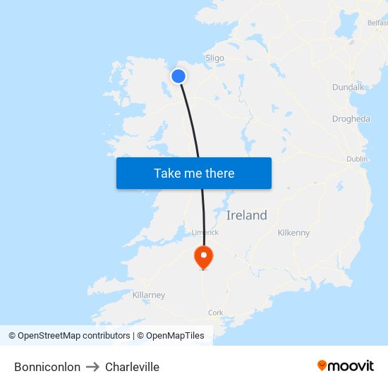 Bonniconlon to Charleville map