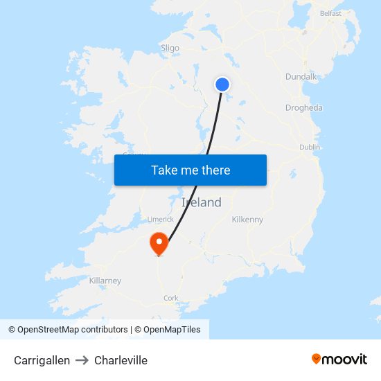 Carrigallen to Charleville map