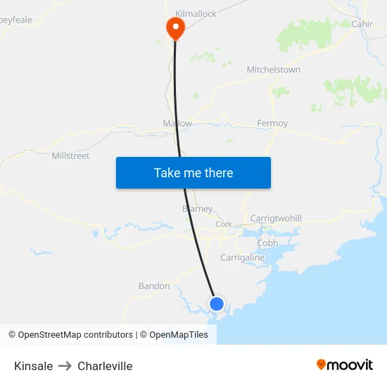Kinsale to Charleville map