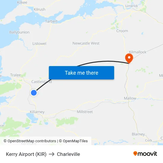 Kerry Airport (KIR) to Charleville map