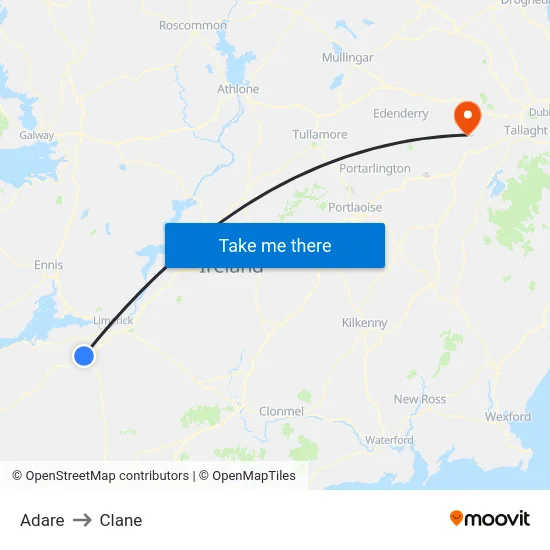 Adare to Clane map