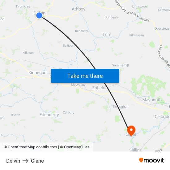 Delvin to Clane map