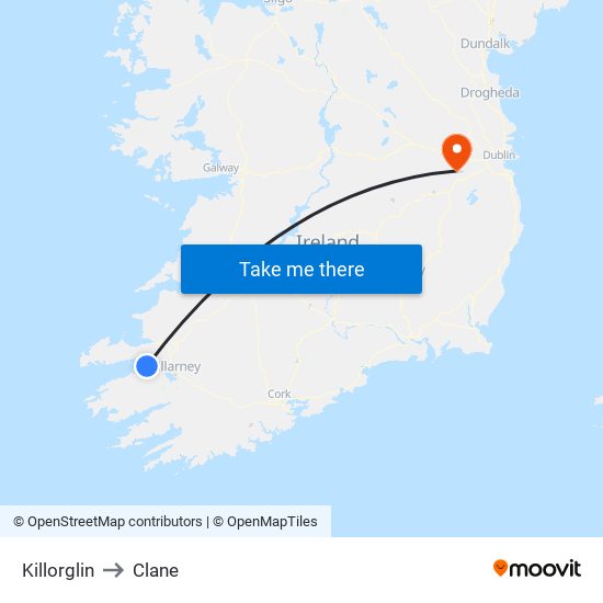 Killorglin to Clane map