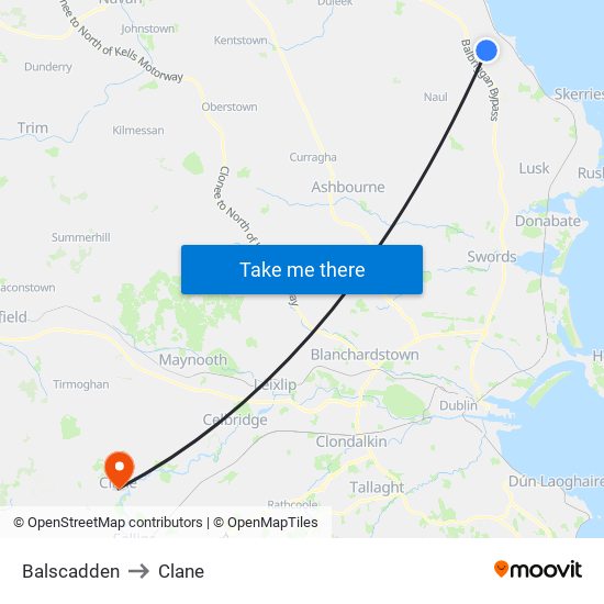 Balscadden to Clane map