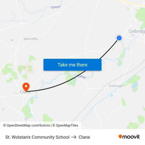 St. Wolstan's Community School to Clane map