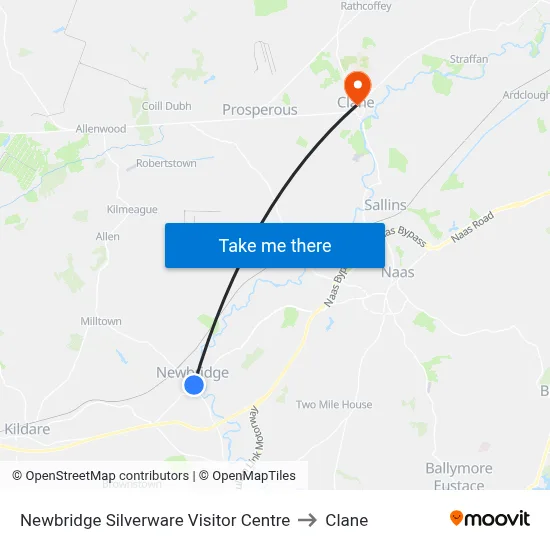 Newbridge Silverware Visitor Centre to Clane map